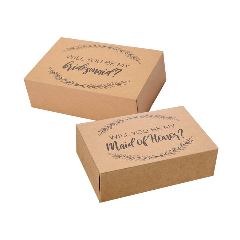 Pop Fizz Designs Bridesmaid Proposal Box Set I 6 Pack I 1 Maid of Honor Proposal Box and 5 Will You be My Bridesmaid Boxes I Kraft Bridesmaid Boxes for Bridesmaid Gifts - Image 1